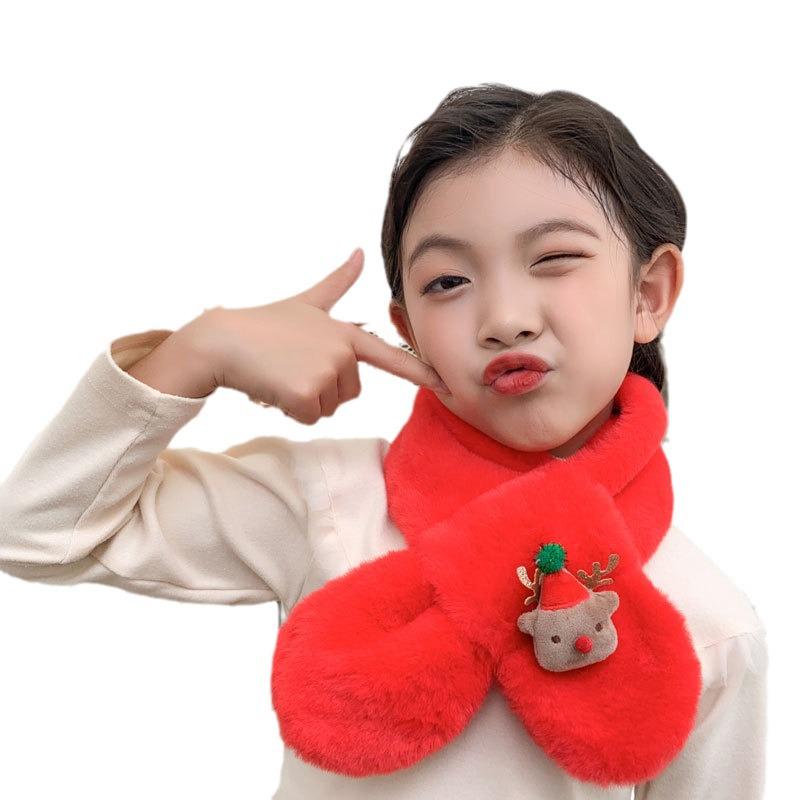 Children's Cute Cartoon Plush Neck Gaiter - Imitation Rabbit Fur, Warm and Versatile for Autumn and Winter