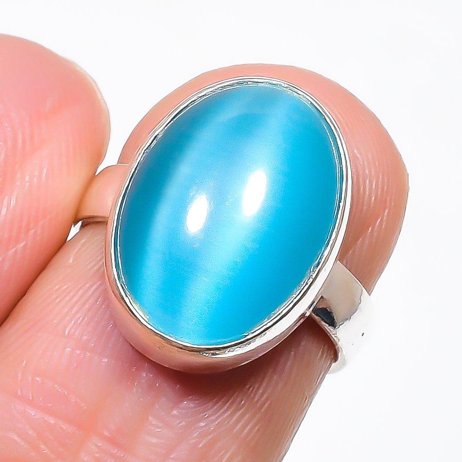 

Blue Monalisa Stone Gemstone 925 Sterling Silver Jewelry Ring Size Adj KJ-373