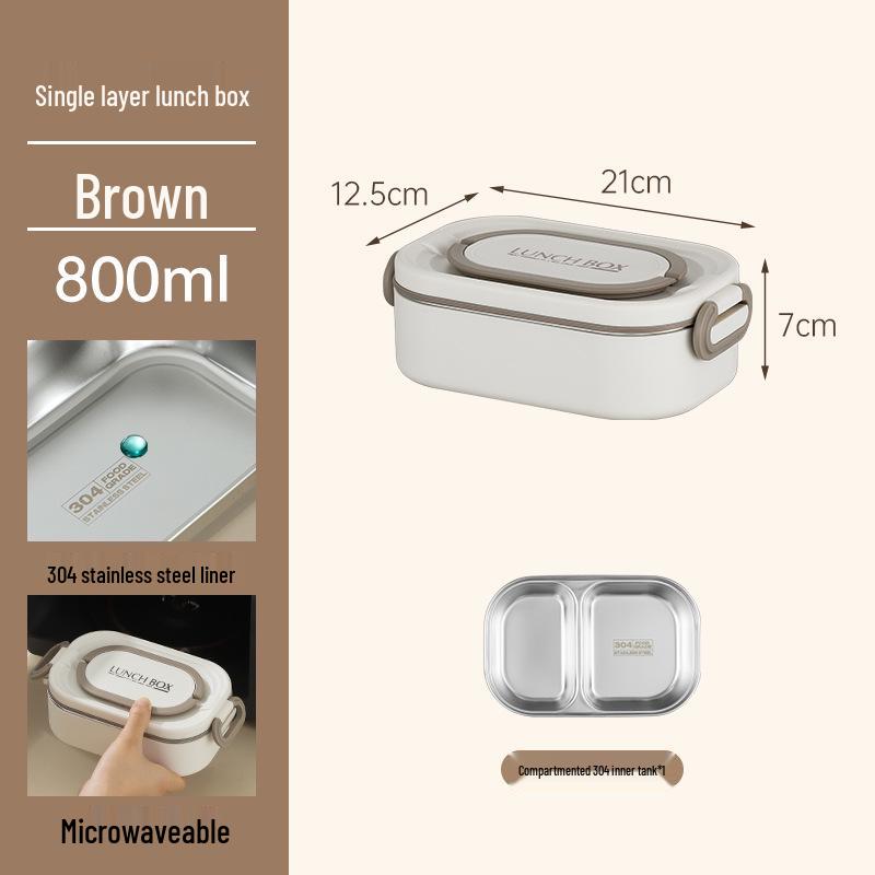 304 Stainless Steel Bento Box: Keeps Flavors Separate, Microwaveable Lunch Box for Office & Student Use 304 Stainless Steel