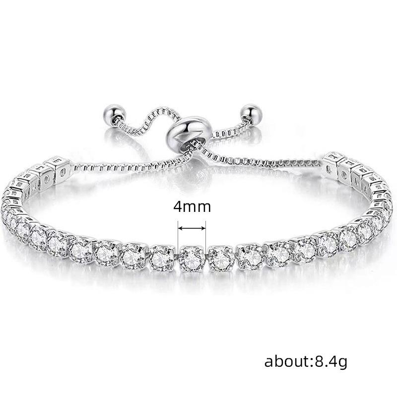 Luxury Jewelry Cubic Zircon Ice Cut Adjustable Chain Bracelet Square Tennis Bracelet for Men Women Unisex