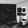 Marble Shower Curtain Set Creative Watercolor Ink Art Geometric Modern Bathroom Decor Floor Rug Bath Mats Toilet Lid Cover