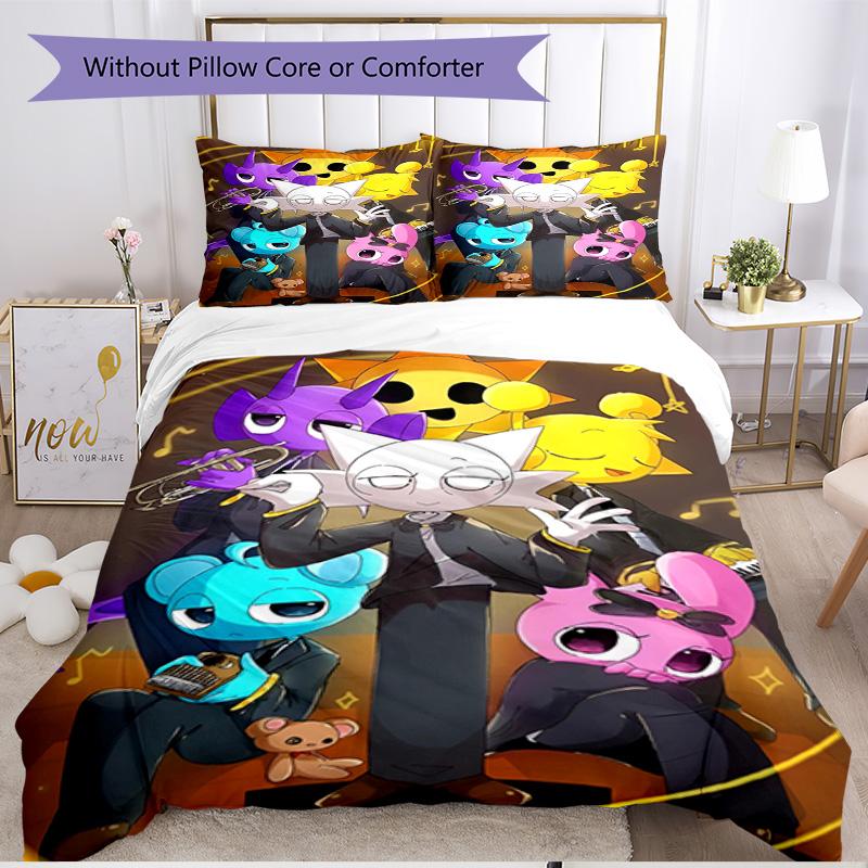 3pcs Duvet Cover Set (1*Duvet Cover + 2*Pillowcase, Without Core), Sprunki Game Print Soft All‑Season Bedding Set, Home Bedroom Decor Gift