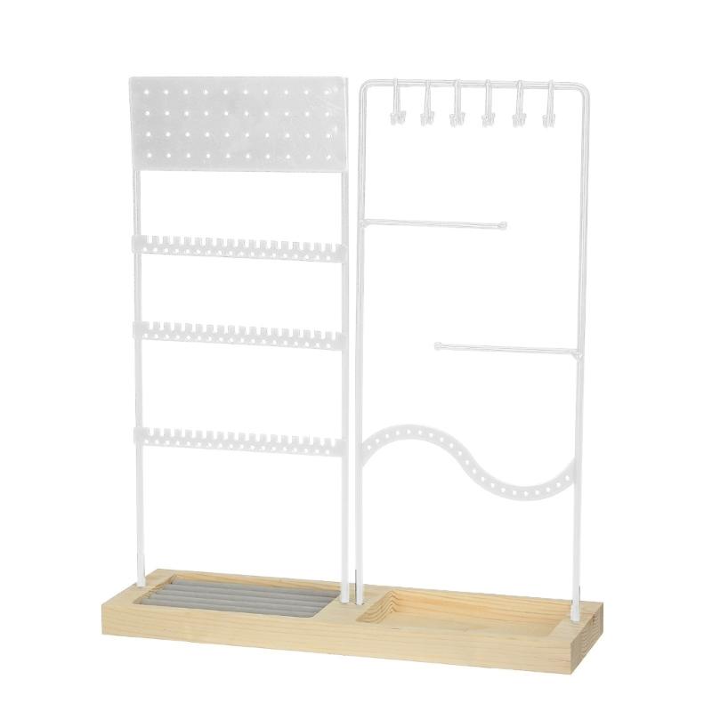 Elegant Jewelry Display Stand Multitier Necklace Holder and Sturdy Earring Organizers with Natural Wood Base Designs