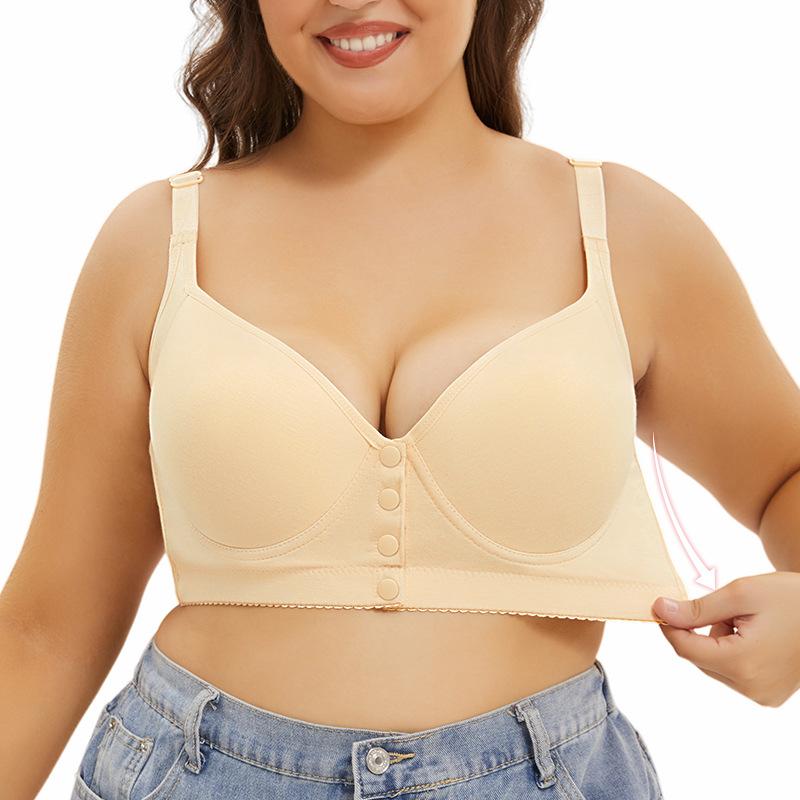 A-G cup 34-50 super large size European and American sizes have steel ring vest type large cup smooth front buckle underwear