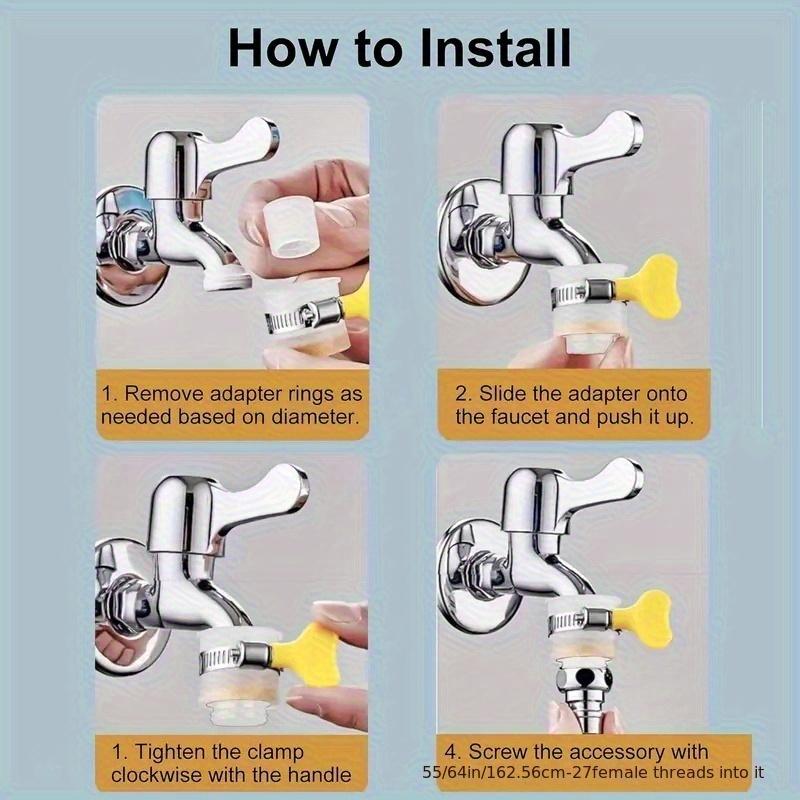 Universal Joint Faucet Garden Adapter 1/2'' Converter with Clamp Kitchen Shower Faucet Bubbler Extenders Water Taps Accessories