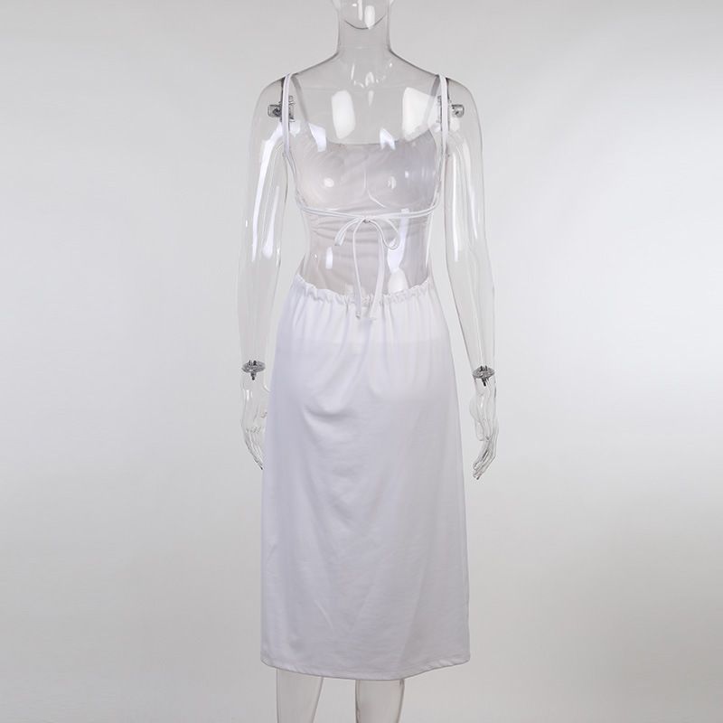 

Summer European and American Backless Tight Slip Dress White S