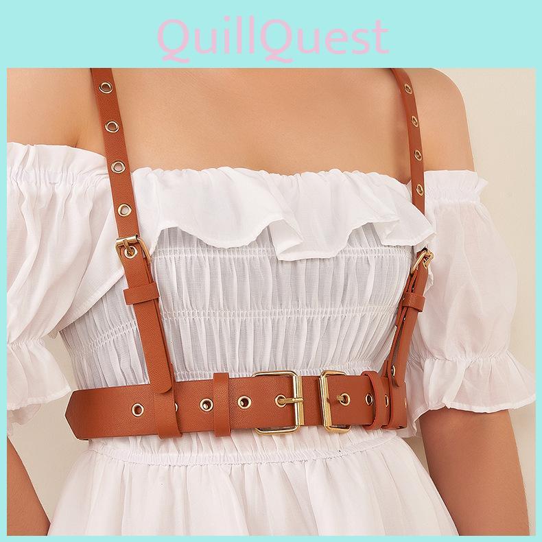 Spring Womens Punk Strap Style Waist Belt In Faux Leather With Iron Buckle For Casual Streetwear