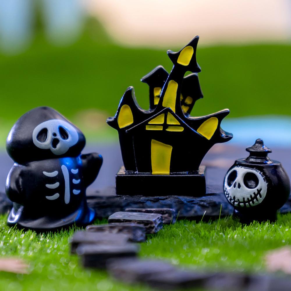 14 Pcs Mini Ghost Halloween Resin Figures Animals Garden Decor Dollhouse Micro Landscape Accessories