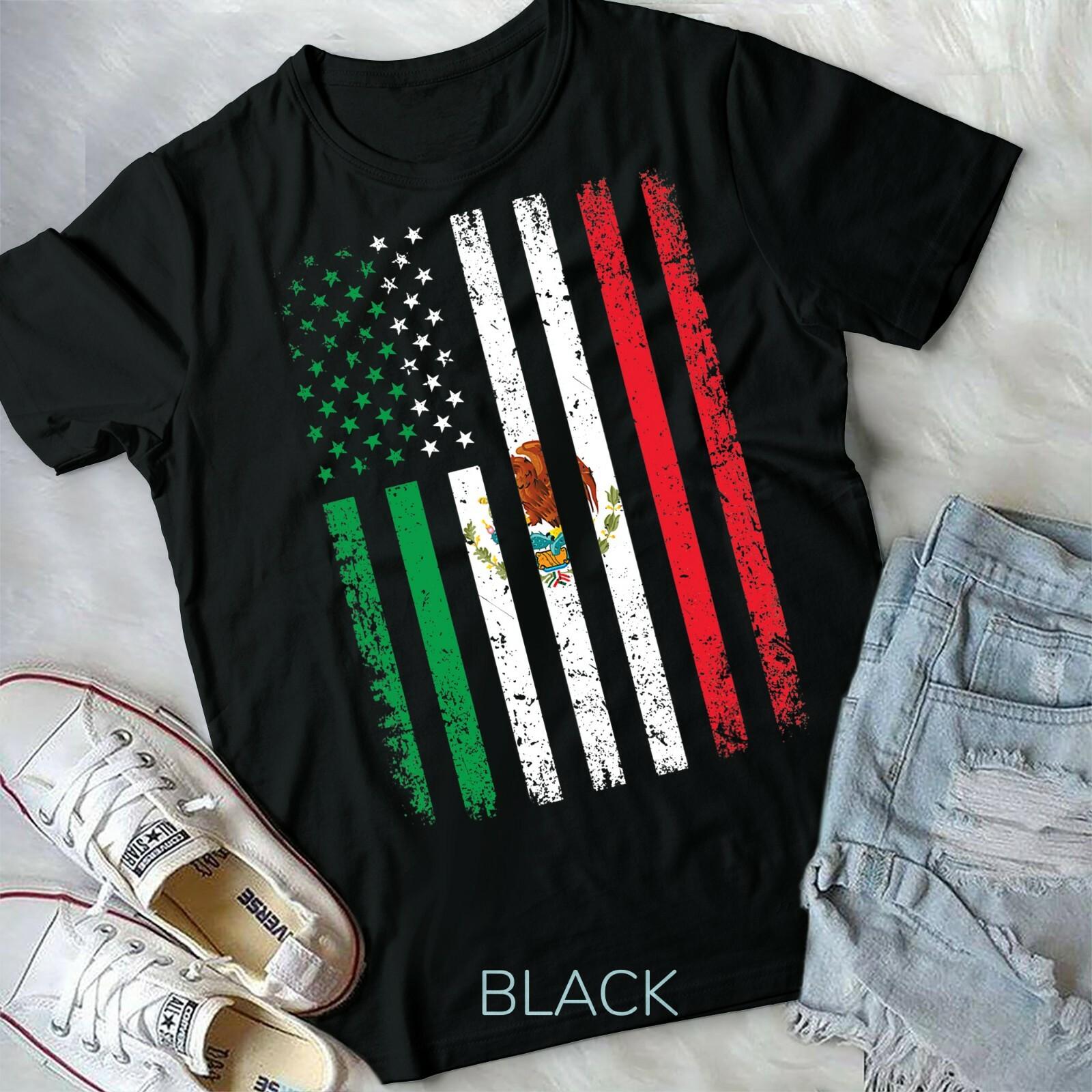 Mexico Flag Shirt Gift 4th Of July USA American Mexican Flag Unisex Form T-shirt S