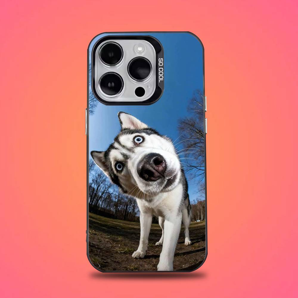 

Смешной чехол для телефона с собакой Сибирский Хаски Для iPhone 17,16,15,14,13,12,11,Pro,XS,Max,Plus,Mini,SE4,E Черный Матовый Ударопрочный Чехол iPhone15