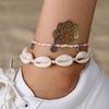 2 Pcs/set Simple Colorful Beads Acrylic Shell Cotton Rope Anklet Set Women Fashion Jewelry Gift