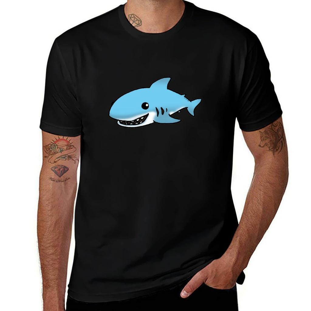 Cute Blue Shark Cartoon Tshirt Modern Style Print Tshirt