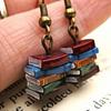Yousheng 1 Pair Women Earrings, Retro Mini Stacked Book Design Hook Earrings, Lightweight Literary Drop Earrings for Jewelry Gift