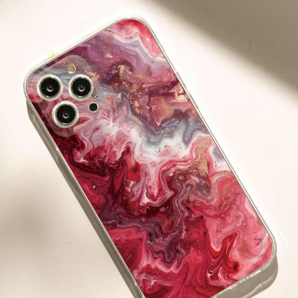 Red Gradient Drop-Proof Transparent Case for iPhone 15/16/17/14 Pro Max
