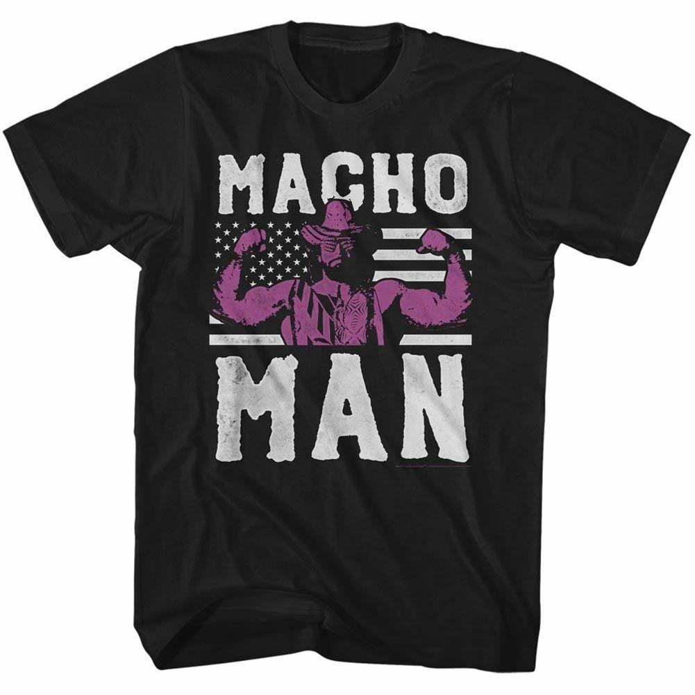 Macho Man American Hero Black Adult T-Shirt XXXL