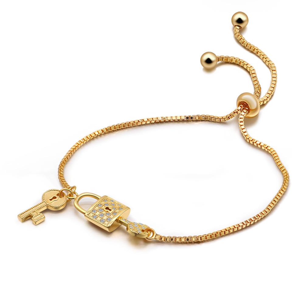 

Женский браслет с ключом, простой, регулируемый размер, ювелирные изделия, гальванизированное золото