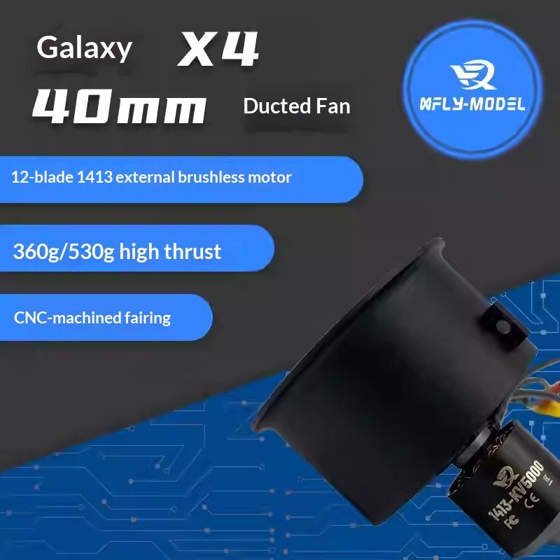 Xfly Model 40mm 12 Blade EDF Ducted Fan 3/4 Power Unit System With 4S 1413-KV5000 External Brushless Motor For RC Jet Aircraft
