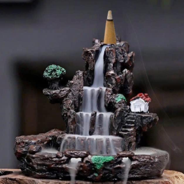 Zen Resin Backflow Incense Burner - Decorative Mountain Design for Home or Office