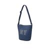 MLB25 Korea Denim Patchwork Bucket Handbag with Adjustable Shoulder Strap for Men and Women