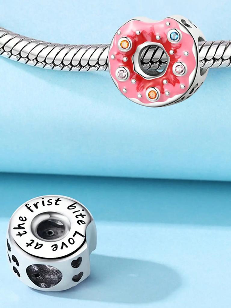 Charms Plata Copper Colors Birthday Cake Donuts Beads Charm Pendant For Original Bracelet For Women Diy Jewelry Love Gift