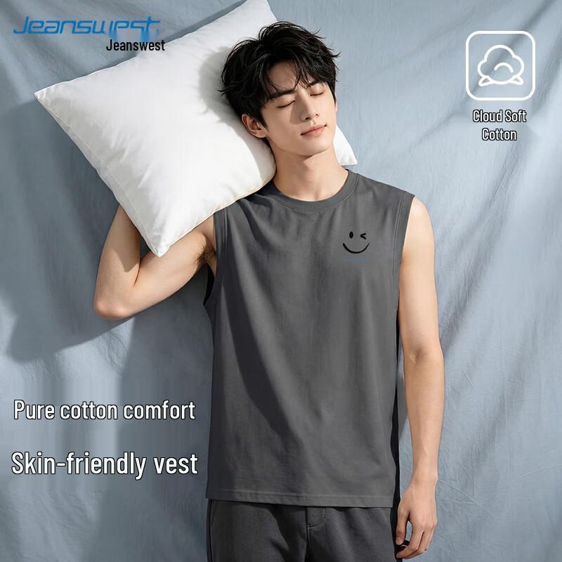 Jeanswest Men s 2026 Summer Cotton Winking Smiley Tank Top M