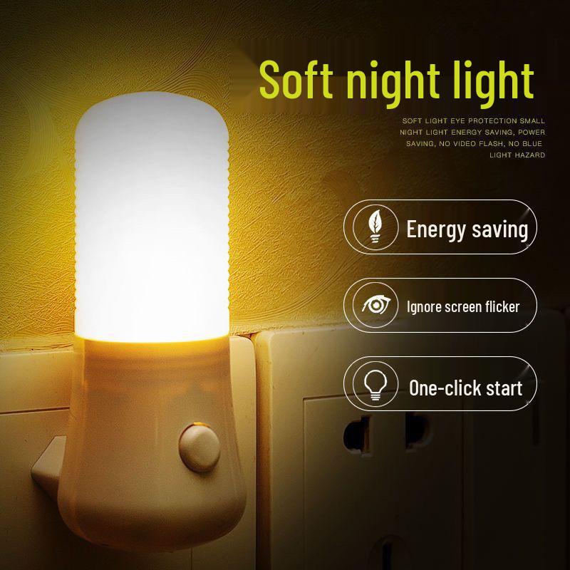 LED Plug-in Night Light for Bedroom & Nursery with Brighten Button