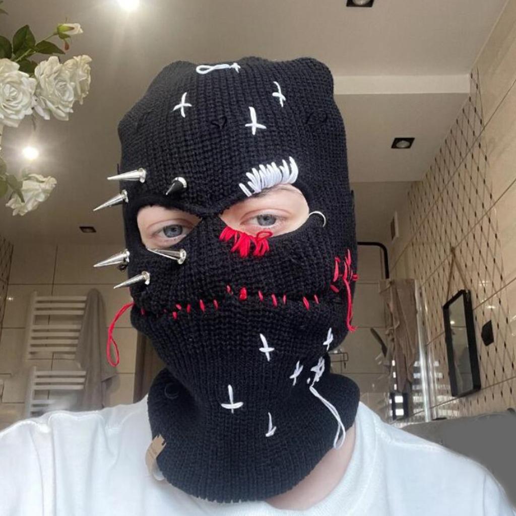 Rivet Beanie Funny Balaclava Balaclava Distressed Knitted Full Face Shiesty Mask Balaclava Scary Balaclava
