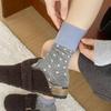 Socken Reiner Baumwoll-Stapel-Socken Saison Trend Retro Farbkombination Gepunktet Baumwolle Schweißabsorbierend Deodorierend Mittellange Socken Damen