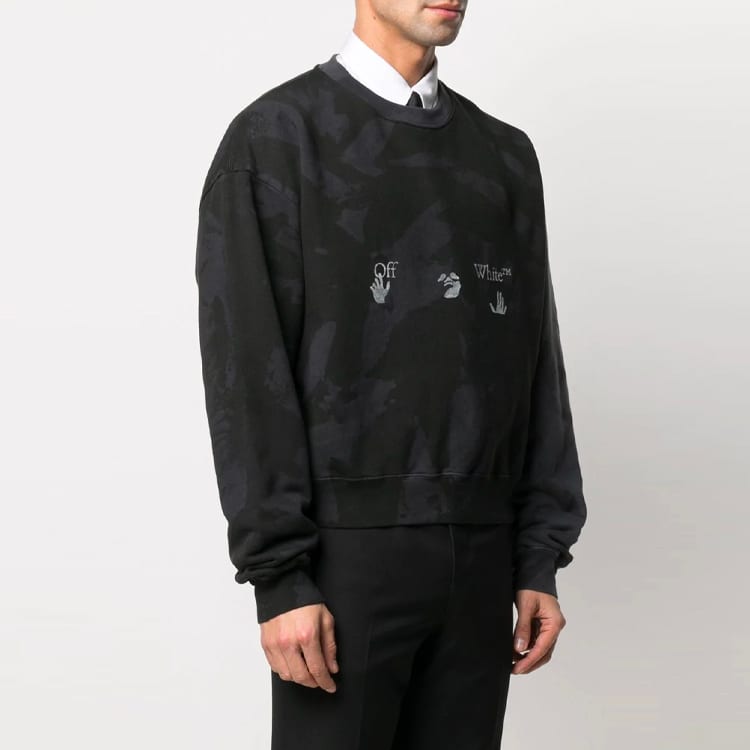 OFF WHITE SS21 Sweatshirts Herren Schwarz Rundhals Mäßig Regular OMBA035R21FLE0011009