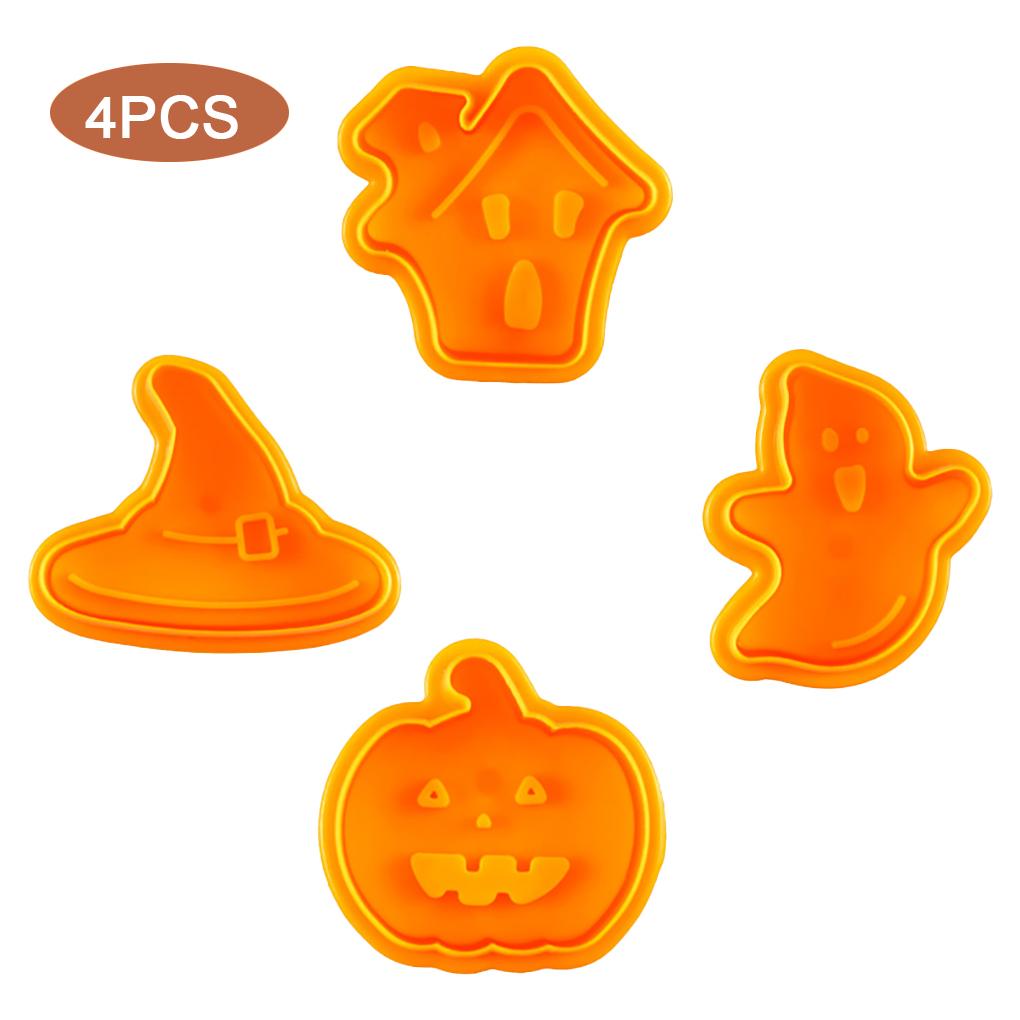 1 Set Biscuit Molds Lovely Halloween Themed Party Supplies Plastic Embossed Mould Special-shaped Easy To Clean Cookie Cutter