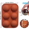 Anmai Half Sphere 6 Cavity Silicone Mold Baking Mold Hemisphere Cake Mold Chocolate Mold Jelly Mold Mousse Cupola Mold 19 X 13 X 2.8 Cm