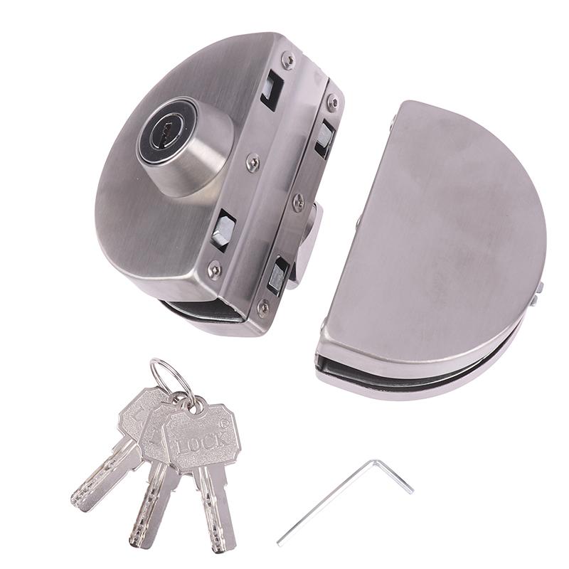 Замок стеклянный дверной замок для толщины 8-12 мм, безрамный двойной распашной или раздвижной замок из закаленного стекла, стеклянный дверной замок, комплект серебряных замков