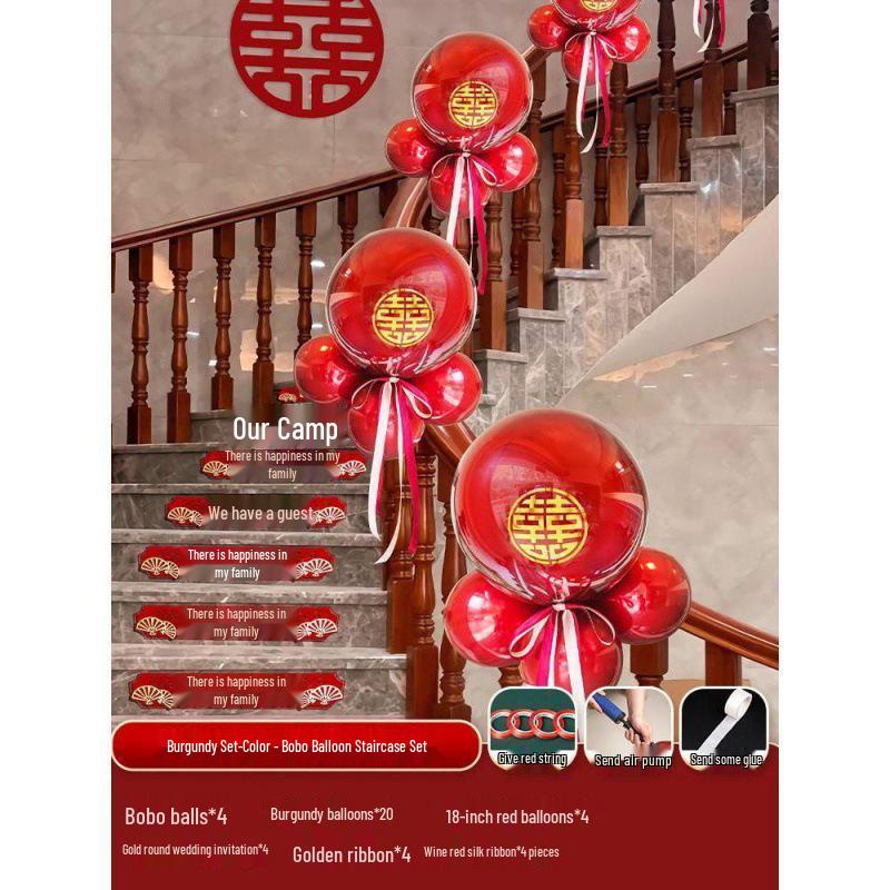Tinsel Wedding Room & Stair Décor Set with Balloons - Bride & Groom's Side Decoration Kit