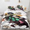Kamado Tanjirou Bedding Set Single Twin Full Queen King Size Demon Slayer Bed Set Aldult Kid Bedroom Duvetcover Sets 3D Anime