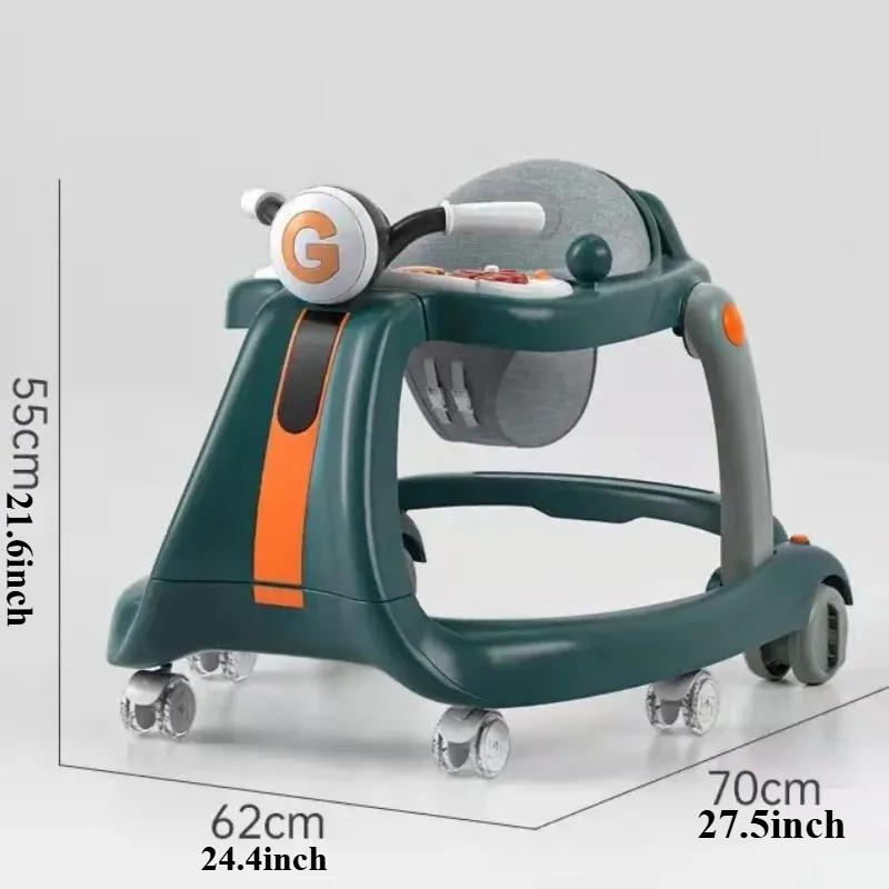 2-In-1 Baby Walker With Wheels Foldable Push Walker With Music Lights Activity Center Car With Interactive Toy Tray For Infants