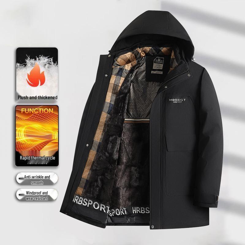 

Winter Cotton Jacket for Men with Removable Warm Hat and Lining, Suitable for Middle-Aged and Elderly 3XL чорний