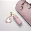 Solid Color Long Lipstick Makeup Bag + Heart-Shaped Small Mirror Pendant] Lipstick Storage Tool, Mini Lip Balm Organizer