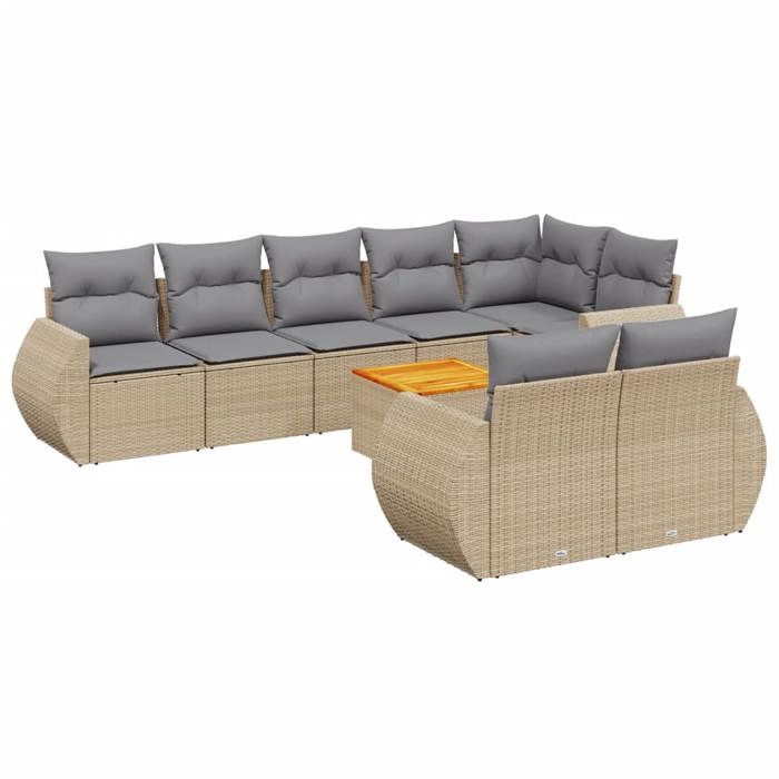 VidaXL Garden Lounge Set with Cushions 9 Pcs, Patio Sofas, Patio Furniture Set, Outdoor Furniture, Beige 3225093