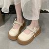 New Pearl Thick Bottom Heightening Muffin Non-slip Slippers Female Mary Jane Bow Spring Cute 2025 Bag Head Drag