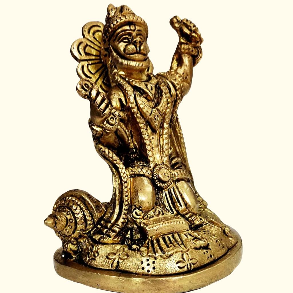 100% Pure Brass Idol Kirtan Hanuman Rare Collectible Statue Of Bajrang Bali