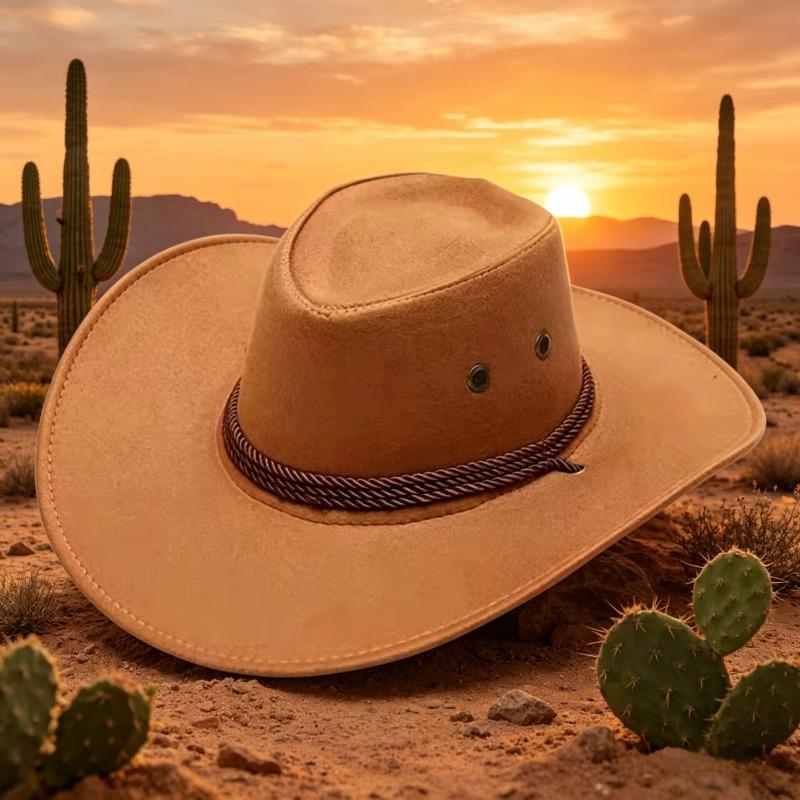 Artificial Suede Western Cowboy Hats Vintage Big-edge Gentleman Cowgirl Jazz Hat Holidays Party Cosplay Ha
