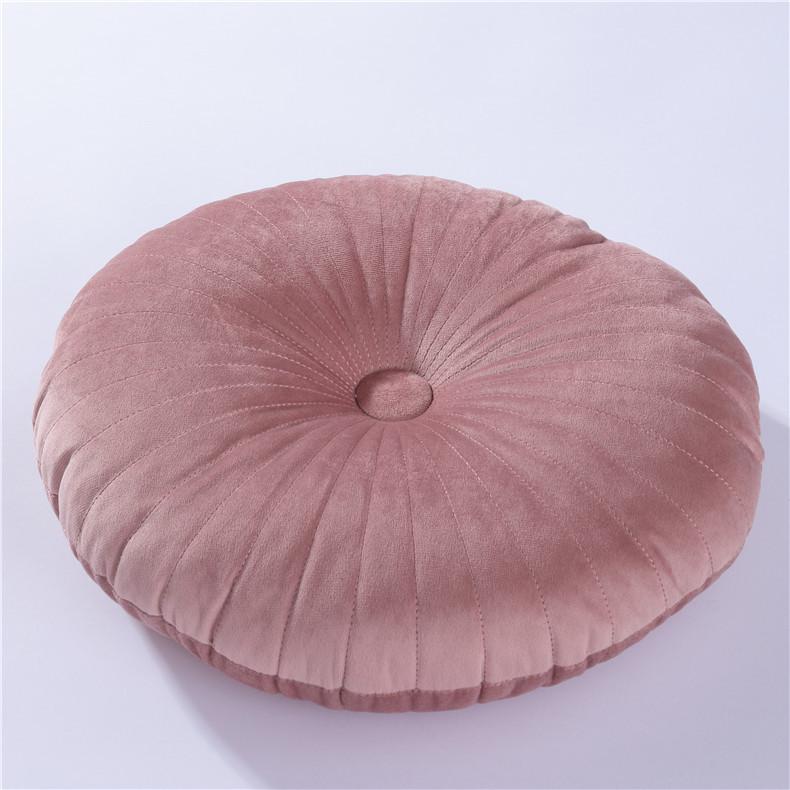 Nordic Quilted Pumpkin Throw Pillow - Solid Color Round Cushion for Living Room & Bay Window