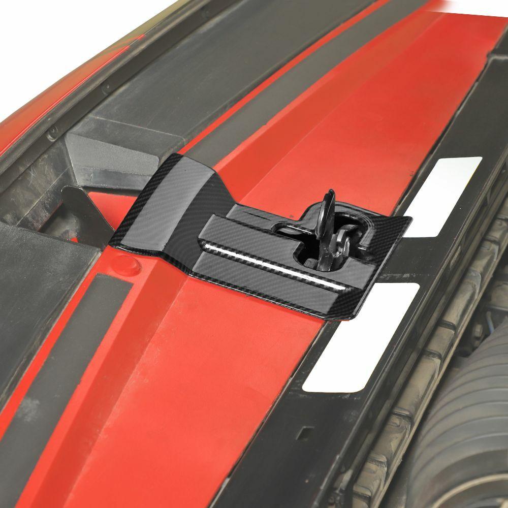 Hood Lock Bolt Dust-Proof Gap Protect Trim Cover for Dodge Challenger 09+ Carbon