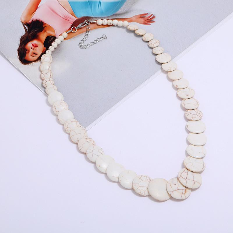 

Vintage Boho Artificial Turquoise Necklace With Chain For Casual Wear White