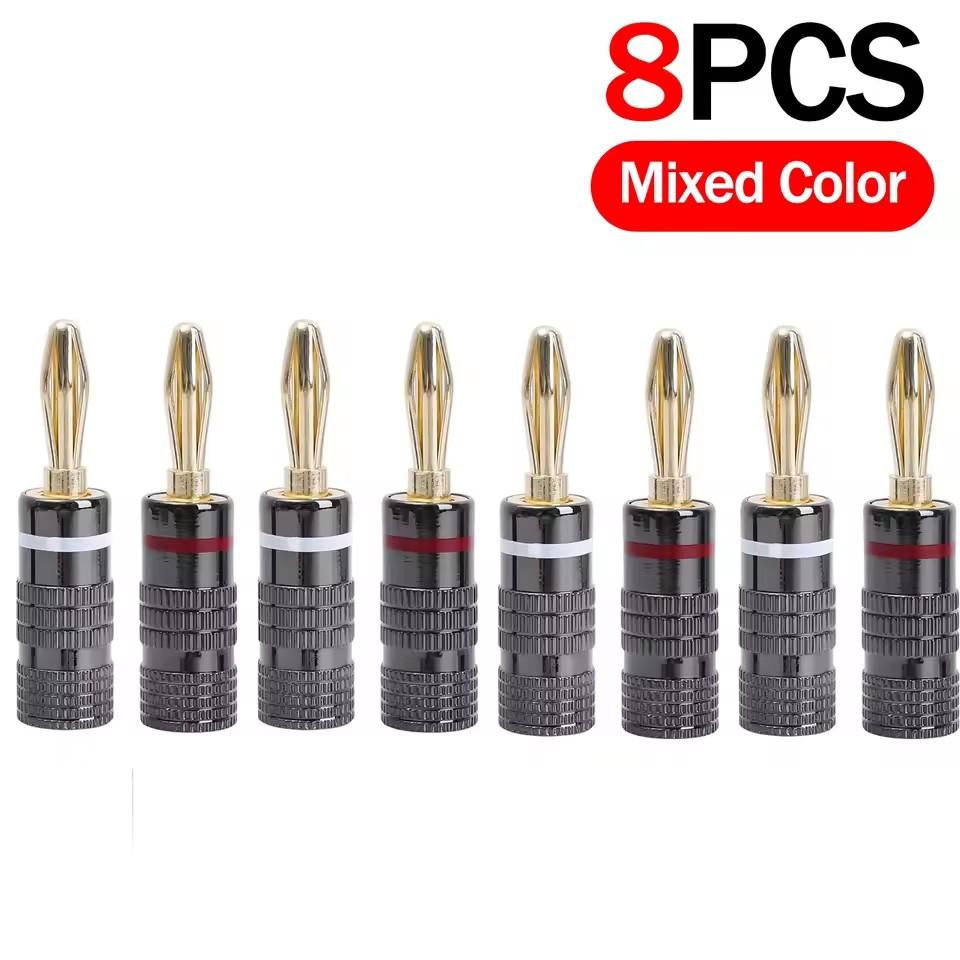 Universal Gold-plated Metal Banana Plugs Solder Free 4MM Banana Connector with Screw Lock For Audio Jack Speaker Amplifier PlugsGood Product