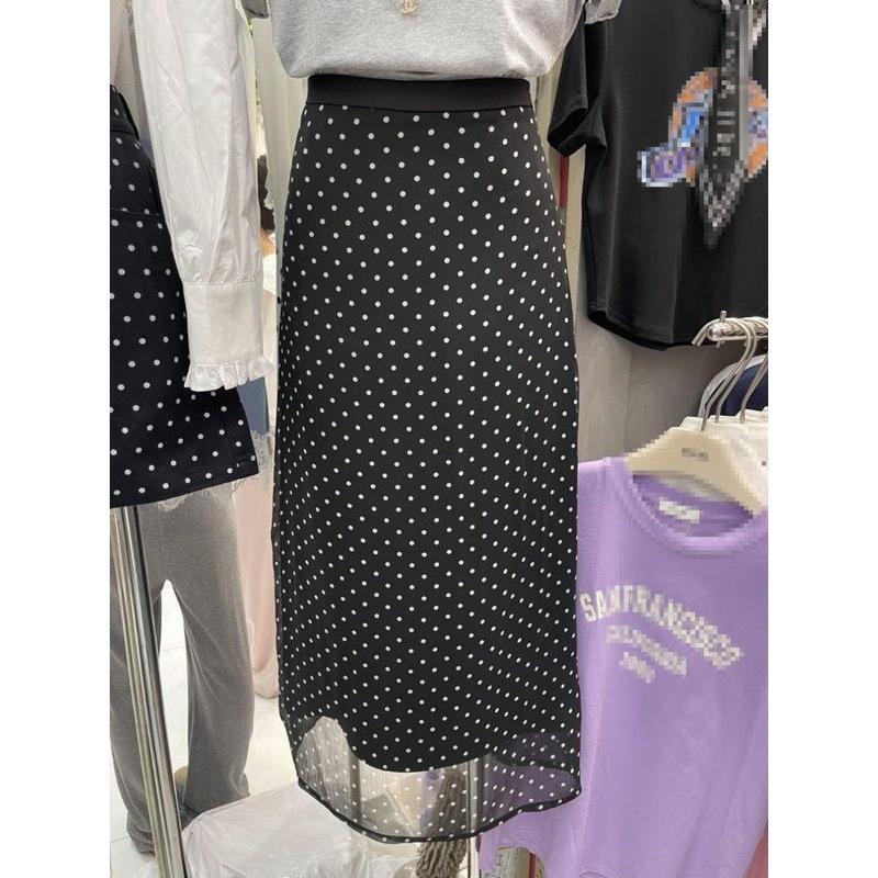 Spring 2025 Women's French Polka Dot High Waist A-line Skirt