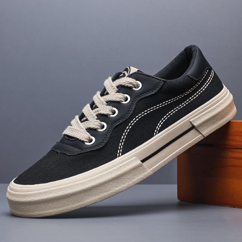 Fashion New Men's Shoes Canvas Spring Leisure Anti-slip Driver Work Fashion Lightweight Breathable Lace Up Men Canvas Shoes SS25833