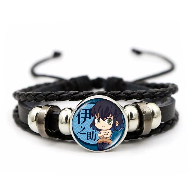 Anime Peripherie Demon Slayer Geflochtenes Armband Kamado Nezuko Zeitjuwel Glas Handgefertigt Ledergeflecht Paar-Armbänder