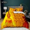 Buddha Duvet Cover Set Indian Art Bohemian Mandala Zen Themed Bedding Set Meditation Buddhist Lotus Floral Polyester Qulit Cover