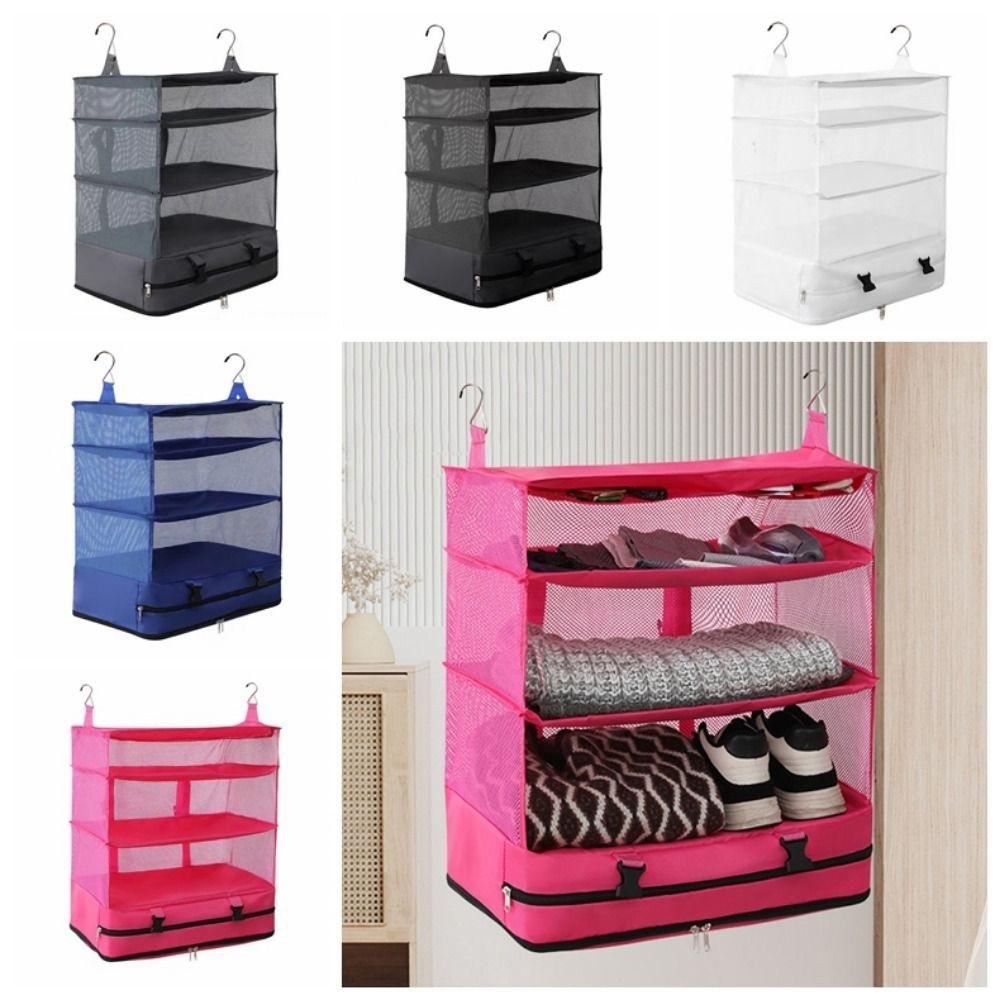 

Portable Hanging Travel Organizer Adjustable Travel Folding Closet Clothes Storage